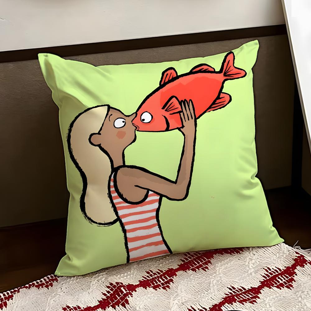 Aesthetic Art JJeanJullien Cushion Cover Reversible Soft Durable Pillow Cover Home Car MultiScene Use for Daily Comfort
