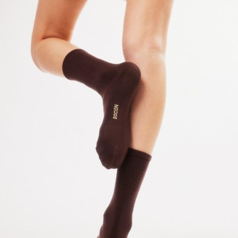 BOCION Brown Solid Color Long Socks