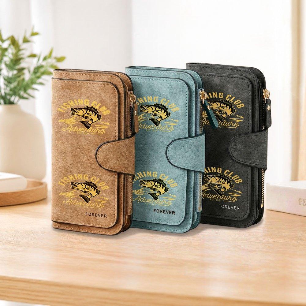 Fishing Club Long Zipper Wallet Large Capacity Card Holder Unisex Clutch Bag Fashionable Zipper Coin Purse Perfect For Daily Commute Travel Shopping