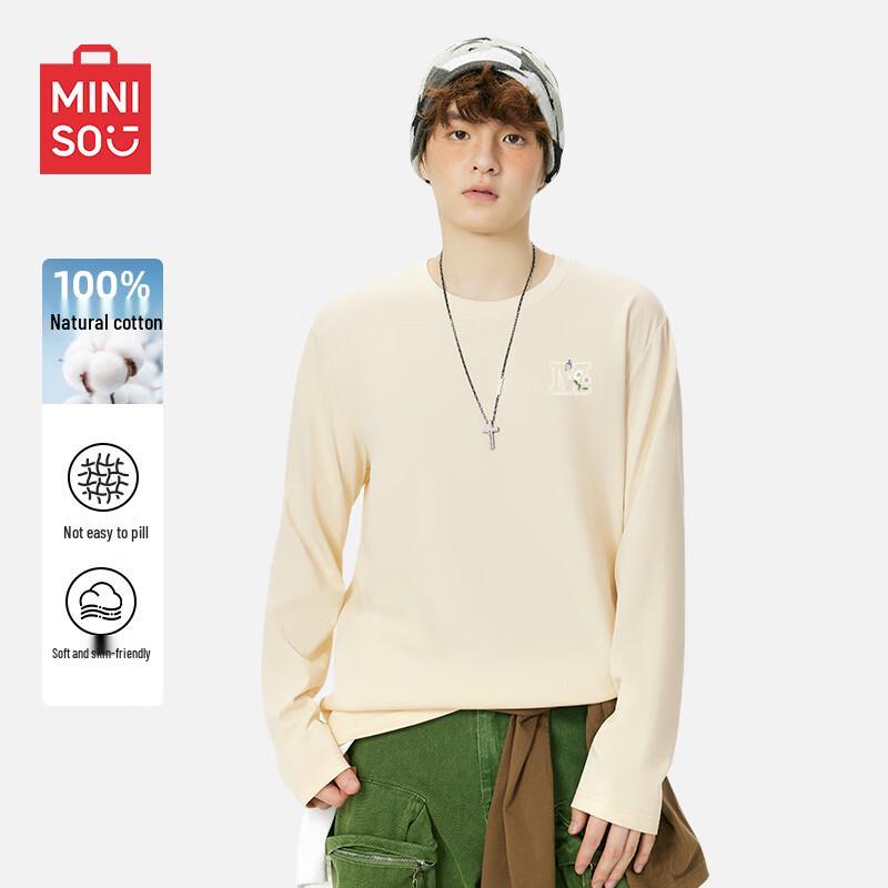 MINISO 2025 Autumn Unisex Pure Cotton Loose Long Sleeve T-Shirt 4XL