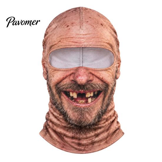 Humorous Outdoor Sports Masque Old Man Ski Masque, Winter Funny Full Face Balaclava with Neck Coverage, Realistic Pattern Cosplay Costume for