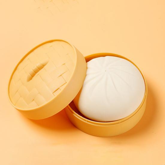 Bun Squeeze Toy with Steamer Anxiety Stress Relief Dough Ball Pinch Sensory Toy Kids Teens
