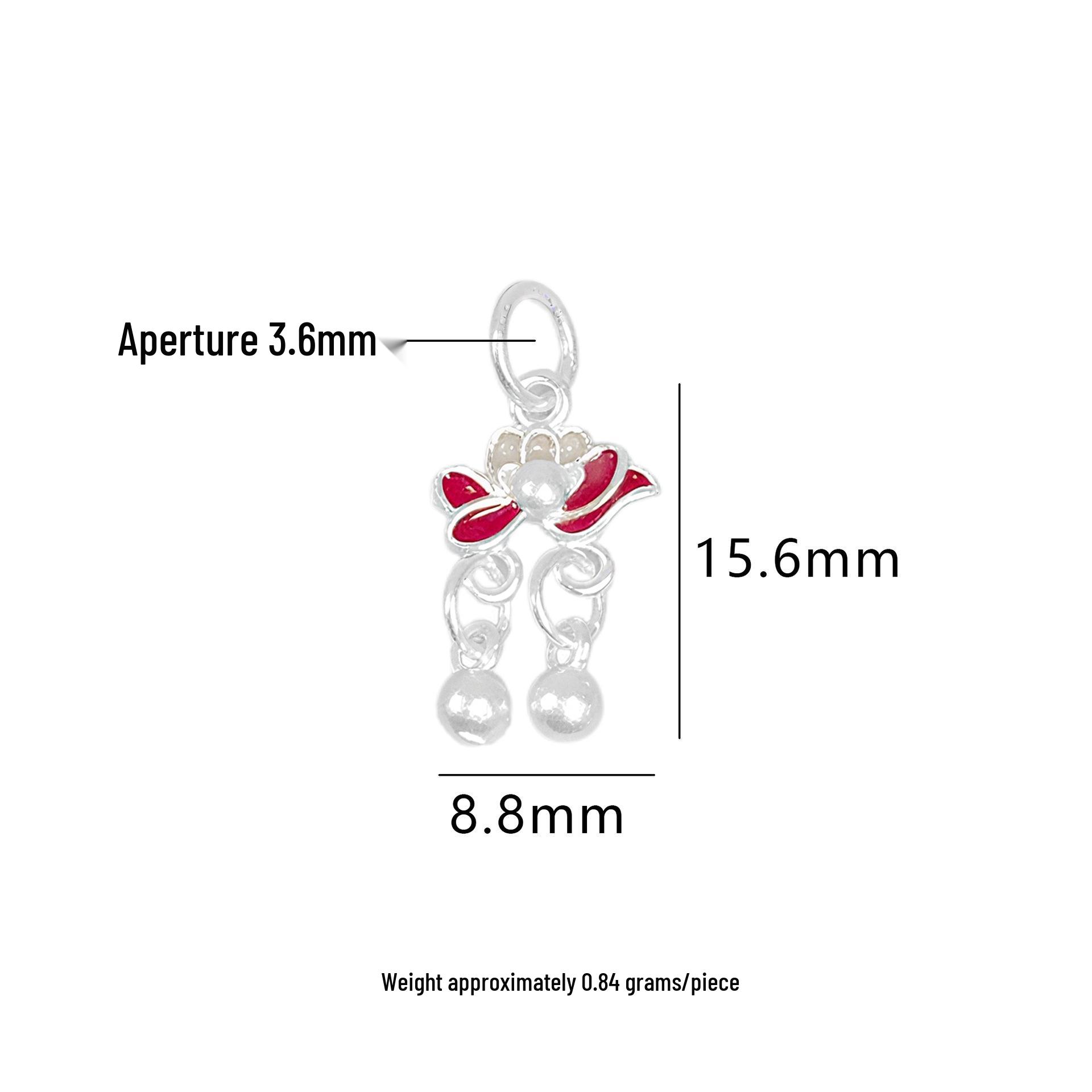 Sterling Silver s999 Lotus Tassel Pendant Bracelet/Necklace DIY Charm with Crystal Beads and Resin Accessories 999 Sterling Silver
