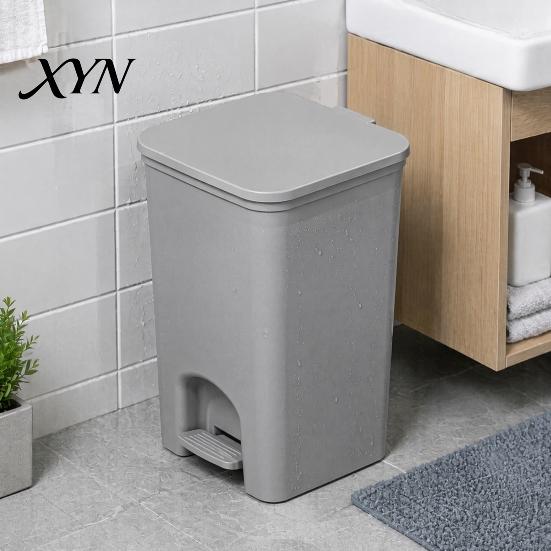 Touchless Trash Bin with Lid Slim Can, Pedal Step Design, Odor Proof Wastebasket, Narrow Can for Toilet Area Garbage Waste Basket, Office Kitchen