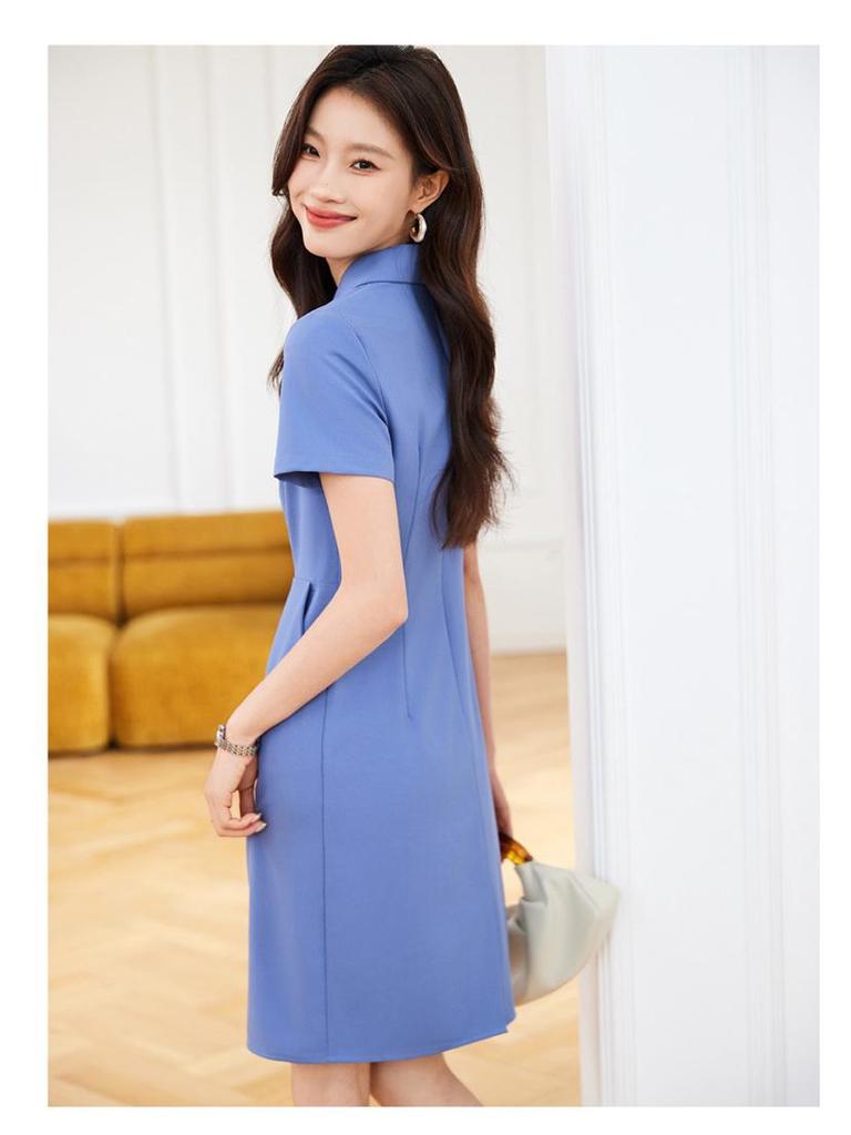 High-End Women's Summer Workwear Dress 2024 with Pockets - Perfect for Beauty Salons & Jewelry Stores