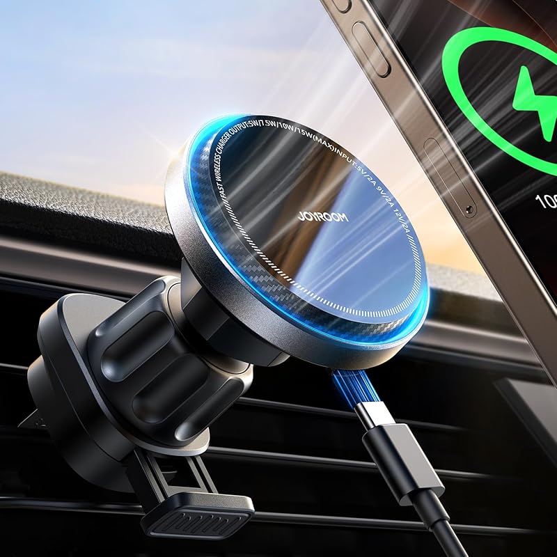 JOYROOM for MagSafe Car Mount Charger, [Fan Cooling] 15W Fast Wireless Car Charger Mount, iPhone Magnetic Car Phone Holder Fit iPhone 16Pro Max Plus