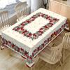 Christmas Poinsettia Holly Waterproof Tablecloth Party Table Decor Winter Xmas Kitchen Dining Tablecloth Christmas Decorations
