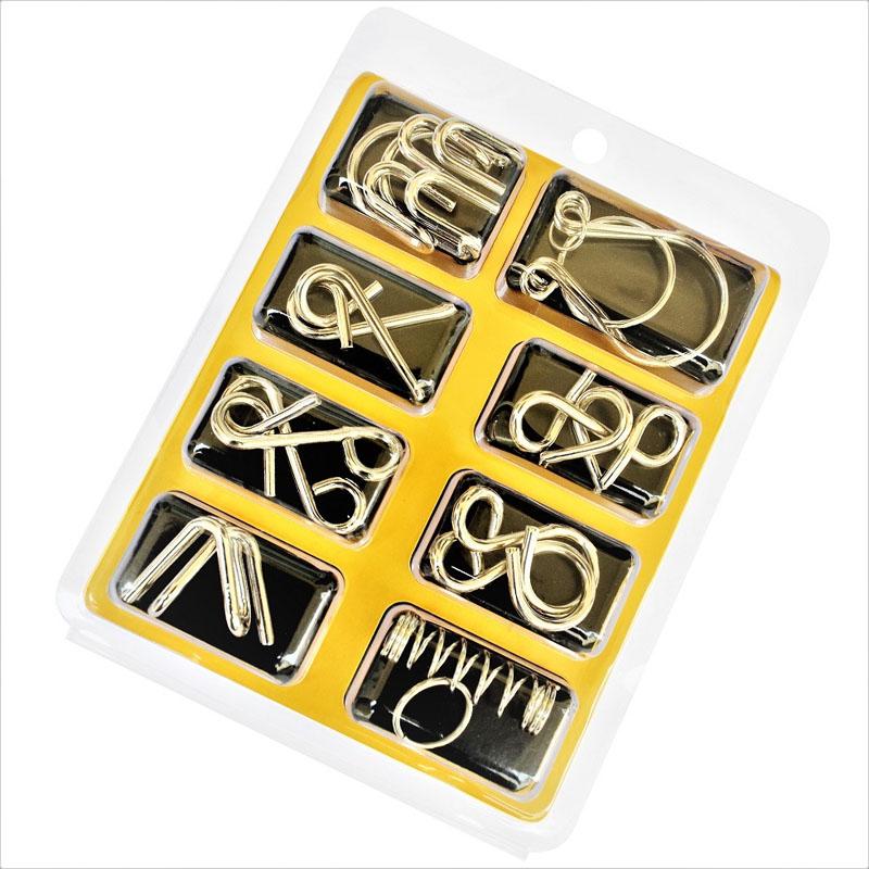 8Pcs/Set 3D Metal Puzzle Mind Brain Game Toy Children Adults Interactive Anti-Stress Funny Game Montessori Educational Toys