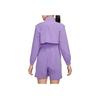 Nike Logo Print Solid Color Zipper Long Sleeve Short Jumpsuit Women Jumpsuits Purple DX0149-567
