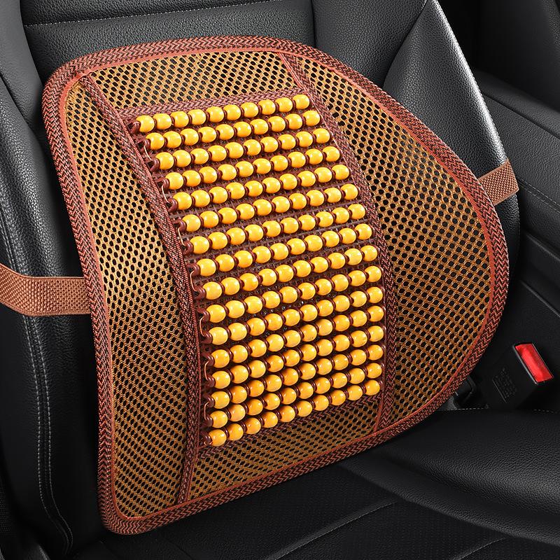 Breathable Summer Car Backrest: Wood Bead Lumbar Support Cushion for Comfortable Driving