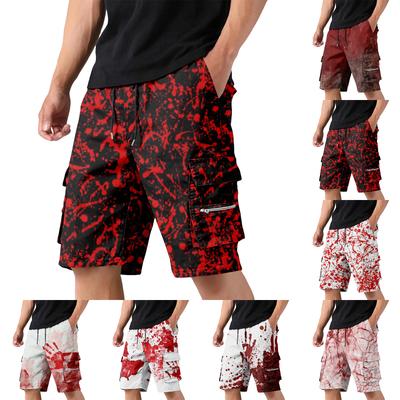 Men's Halloween Pocket Drawstring Cargo Shorts Casual Outdoor Lightweight Durable Multi-Pocket Utility Shorts for Everyday Use