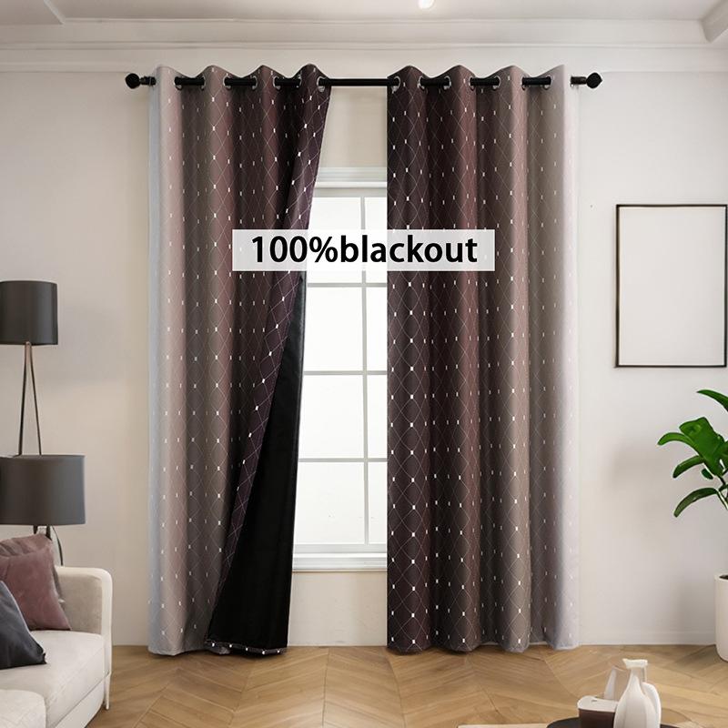 Full Blackout Curtain Finished Product Sunscreen Heat Insulation Balcony Bedroom Living Room Gradual Change No Punching Opaque