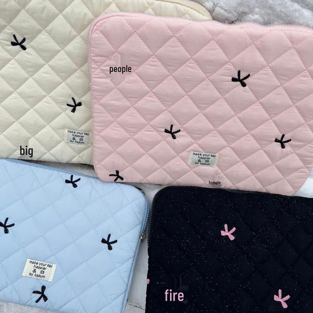 Korean Ins Style Cute Diamond Embroidery Bow Notebook Storage Bag (11/13/15 Inch)