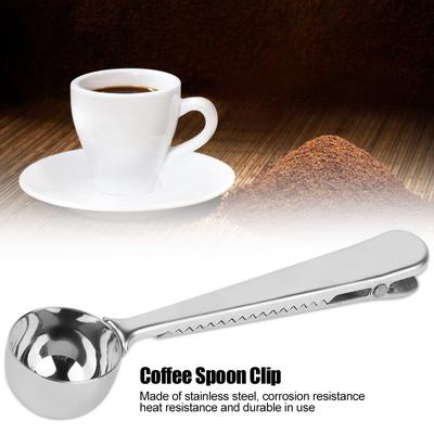 Coffee Spoon Stirring Spoon 2 In 1 Stainless Steel Stirring Measuring Spoon with Sealing Clip for Kitchen Cafe Measuring Spoon