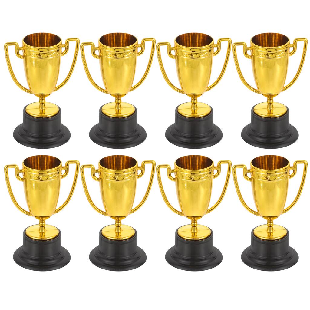 8Pcs Mini Trophy Award Set Gold Color for Competition School Rewards Party Decoration Mini Trophies Trophy Award