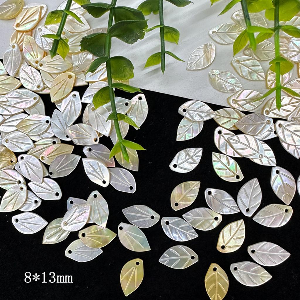 20Pcs, Natural Shell Pendant With Hole, Handmade Leaf Shape Charms for Jewelry Making DIY Necklace Accessories, Women Gift 13×8mm
