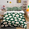 White Flowers On Green Background Print Bedding Set 1 Duvet Cover 2 Pillowcases for Adult and Children Luxury Gift Full Size