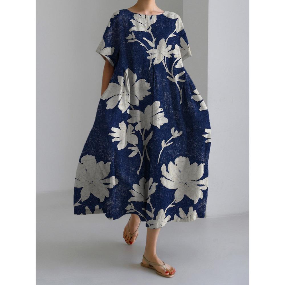 GMXIA 3D Exquisite Hemp Craft Short-sleeved Women's Dress