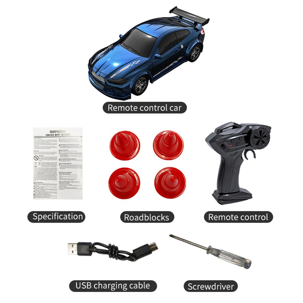 Remote Control Drift Car, 2.4GHz 4WD Mini Full Proportional Model Vehicle with LED Lights, Racing