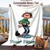 Custom Text Flannel Throw Blanket, Lightweight Cozy Bed Sofa BlanketGaston Lagaffe