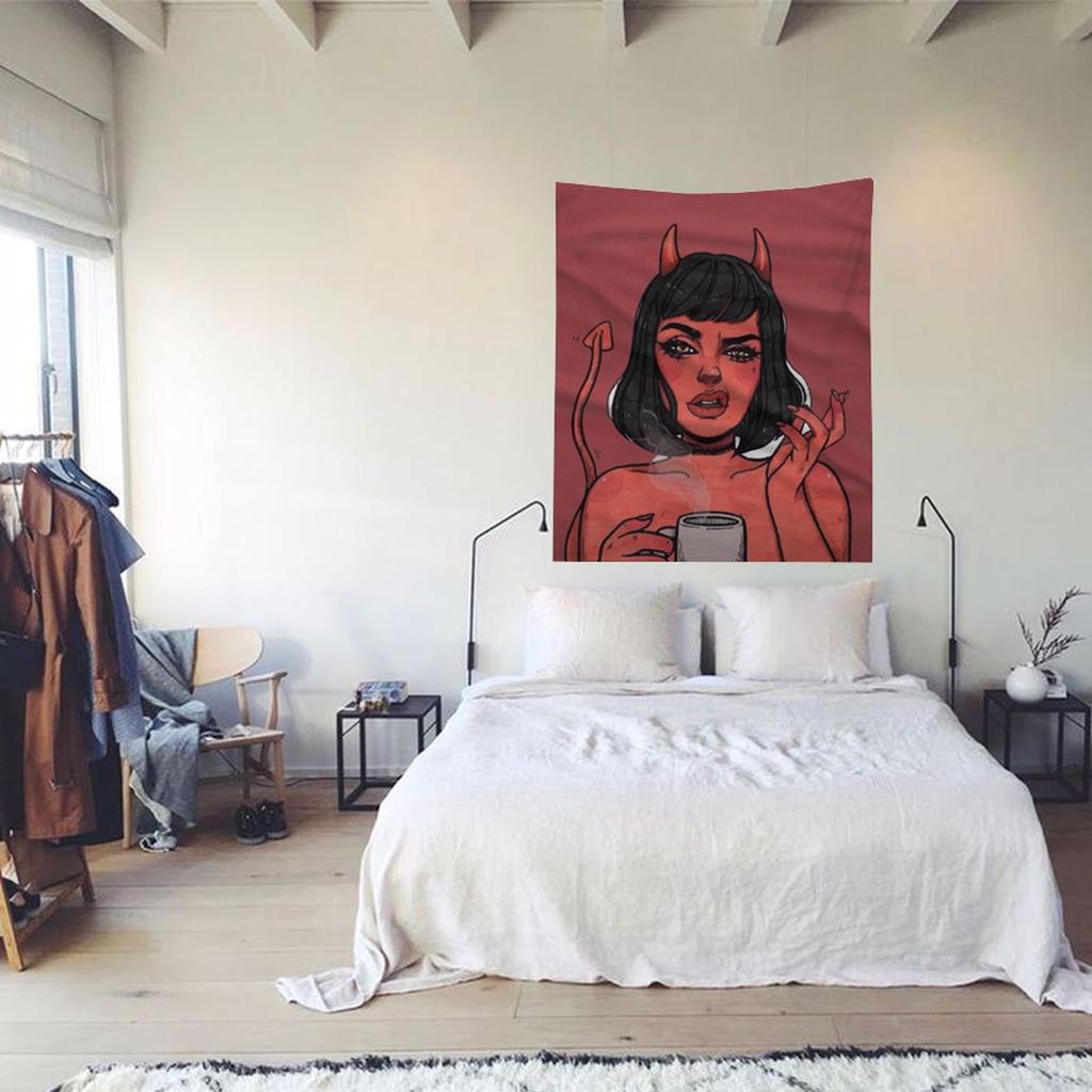 Satan Tapestry Gothic Girl Wall Hanging Home Decor Girl Bedroom Decor Wall Hanging Best Gift