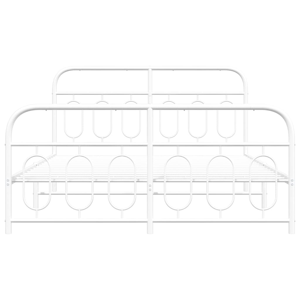 Metal Bed Frame with Headboard and Footboard White 140 x 190 cm