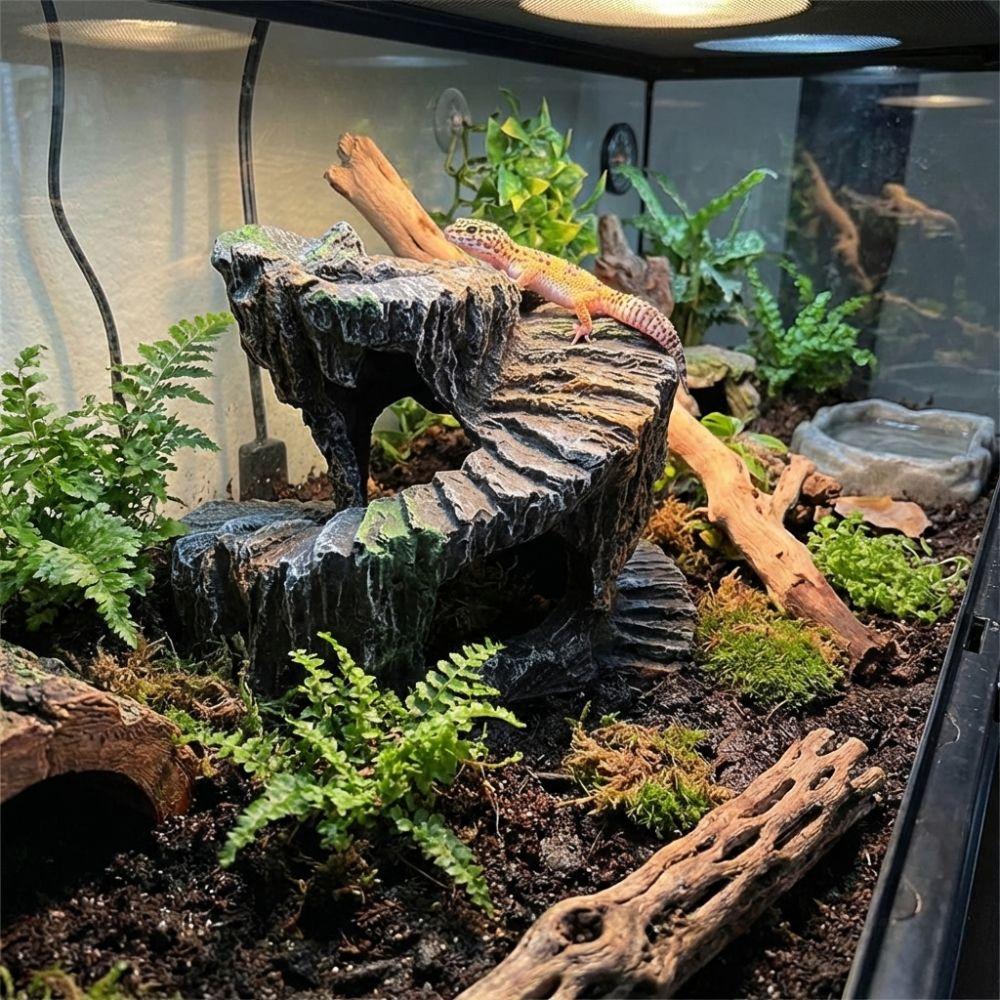 Non-Toxic Artificial Rock Cave Sturdy Reptile Hiding Cave Shelter Cave  Terrarium Decor
