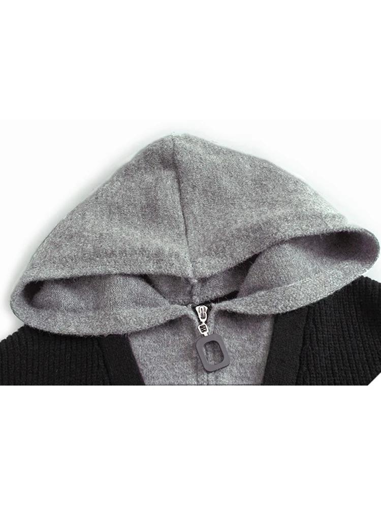 Xitao Hooded Contrast Color Single Breasted False Two Pieces GMM1170