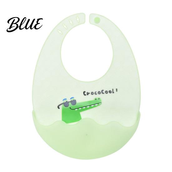 Adjustable Infant Eating Bibs Silicone Baby Bib with Food Catcher Pocket Waterproof Lightweight Neck Babies Feeding Bib Foldable for Toddler