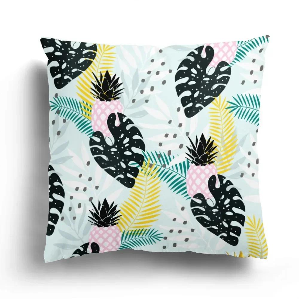Office Sofa Car Cushion Cover Luxury Home Decoration Pillow Cover Creative Leaves Tropical Plant Pattern
