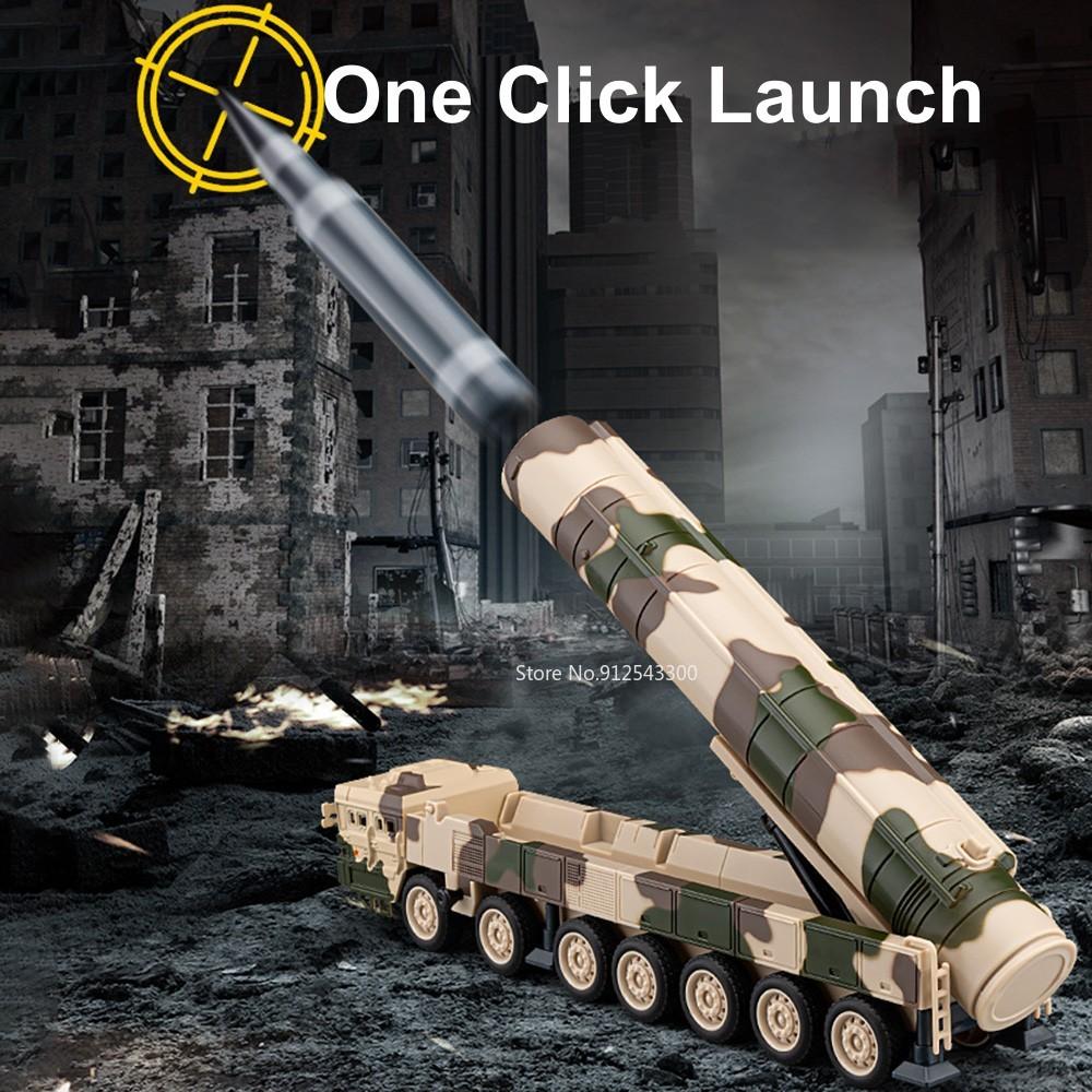 Scale 1:50 DF-31 Missile Launcher Model Toy Car Sound Light Die-cast Metal Missiles Vehicle Models Boys Kids Military Toys Gifts