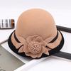 2022 Autumn And Winter Woolen Hat Women'S Casual Wide-Brimmed Top Hat, Flower Dome Fashion Hat