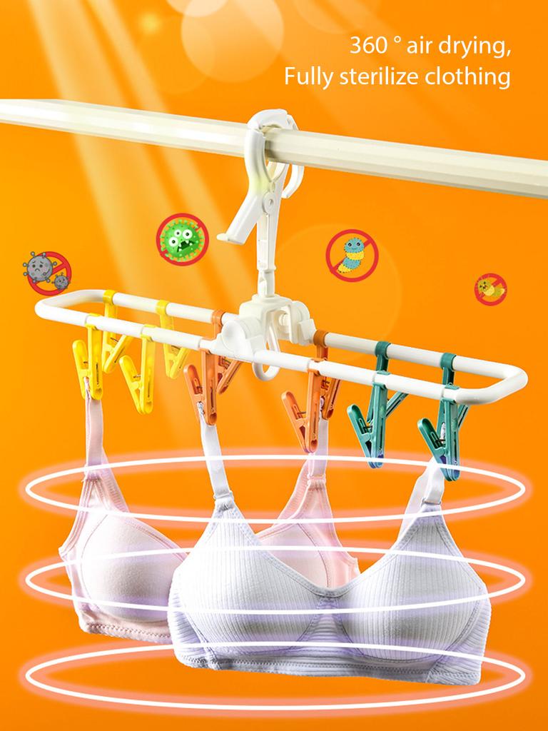 Portable Household Hanger Sun Drying Clip Windproof Hanger with 12 Socks Clip Underwear Clip Travelling Available