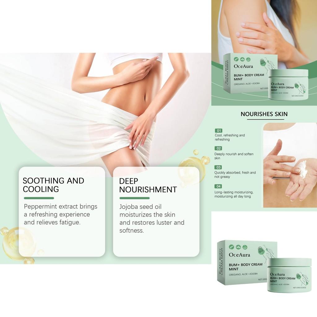 Oceaura Refreshing Mint Body Cream For Gentle Skin Moisturizing And Hydration 100g
