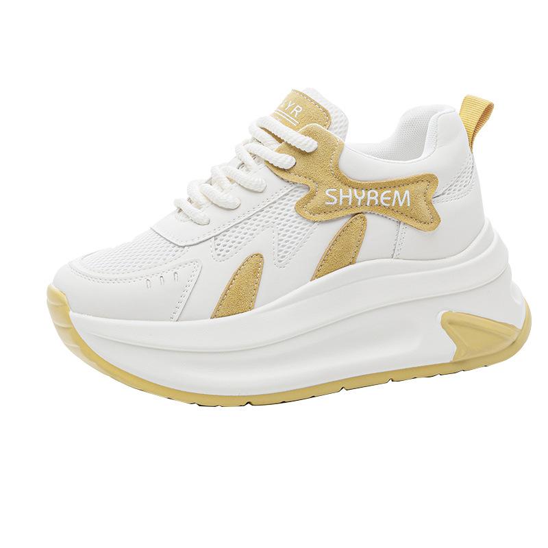 2026 Spring New Platform Mesh Shoes Casual Fashion Heightening Color Matching Dad Shoes Student Lace-up Single Shoes Women