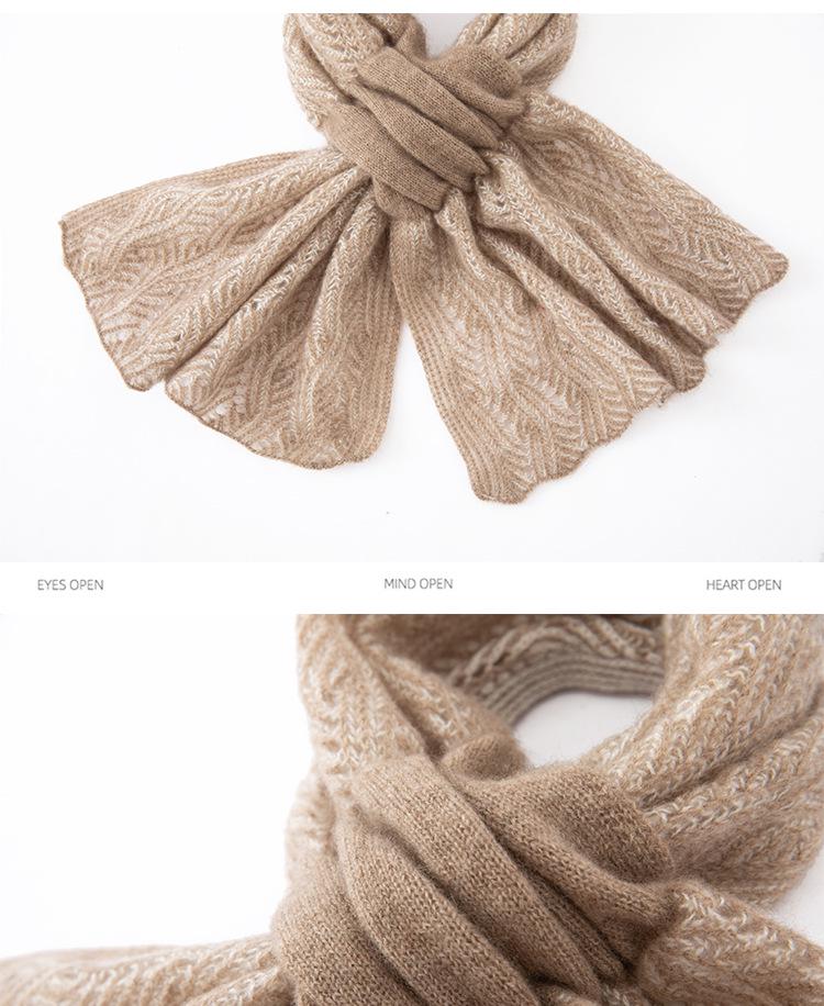 Women's 100% Cashmere Color Block Scarf: Autumn/Winter Style, Neck Protection, Perforated Knit, Hollow Out Design