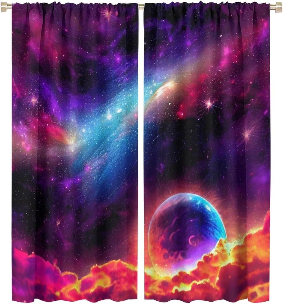 Solar System Window Curtains Kids Outer Space Treatments Bedroom Universe Planets Galaxy Astronomy Drapes Curtain For Made Of Polyester