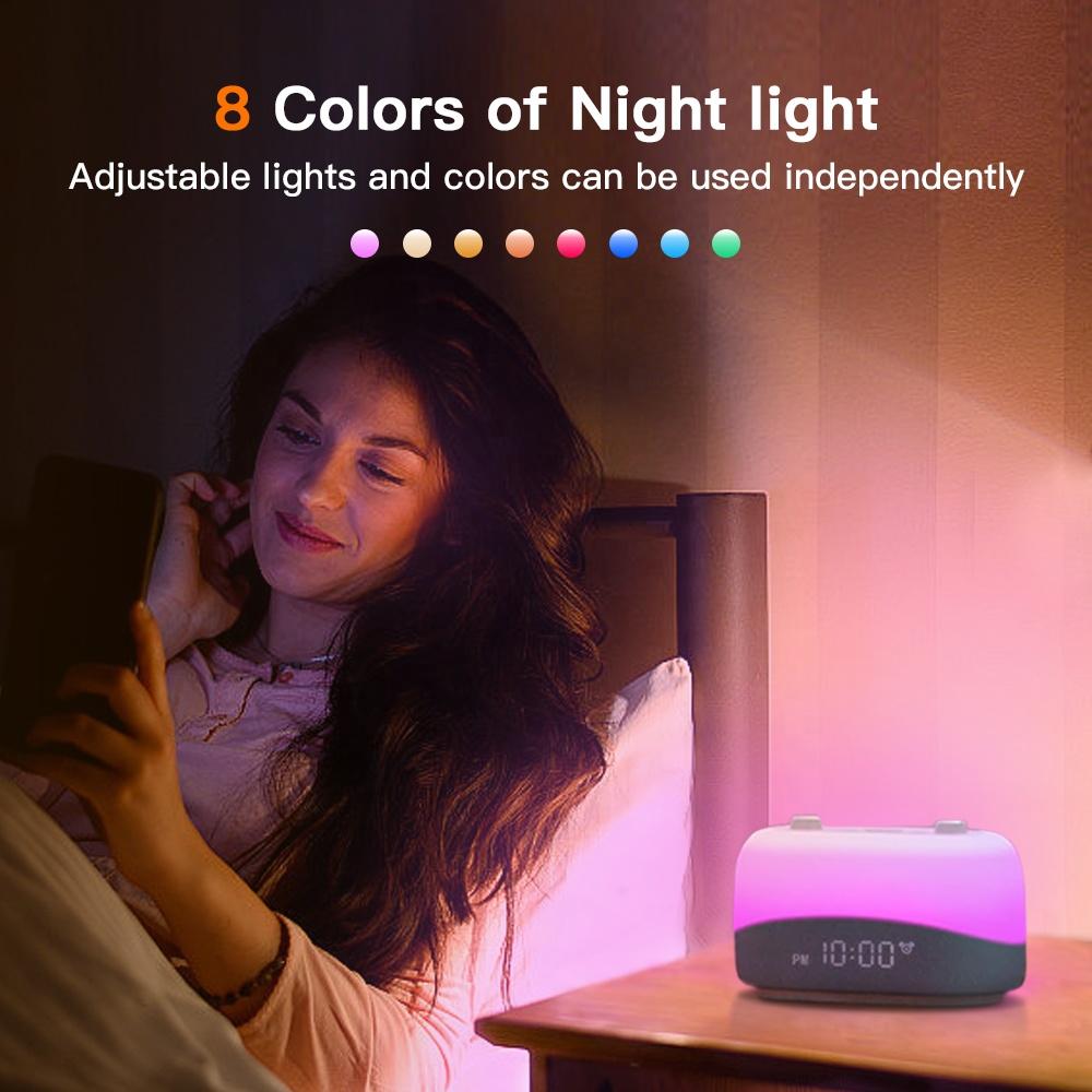 HiFiD Digital Alarm Clock White Noise Sound Machine for Sleep Relaxation with Timer Smart Light Portable Rechargeable Device