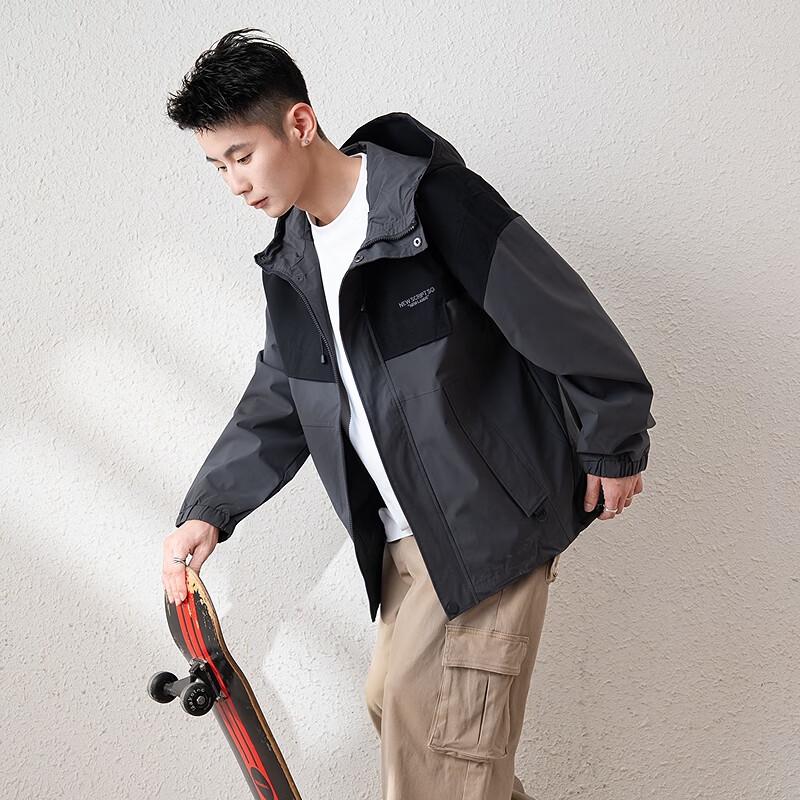 TonLion 2023 Unisex Spliced Hooded Workwear Jacket 2XL