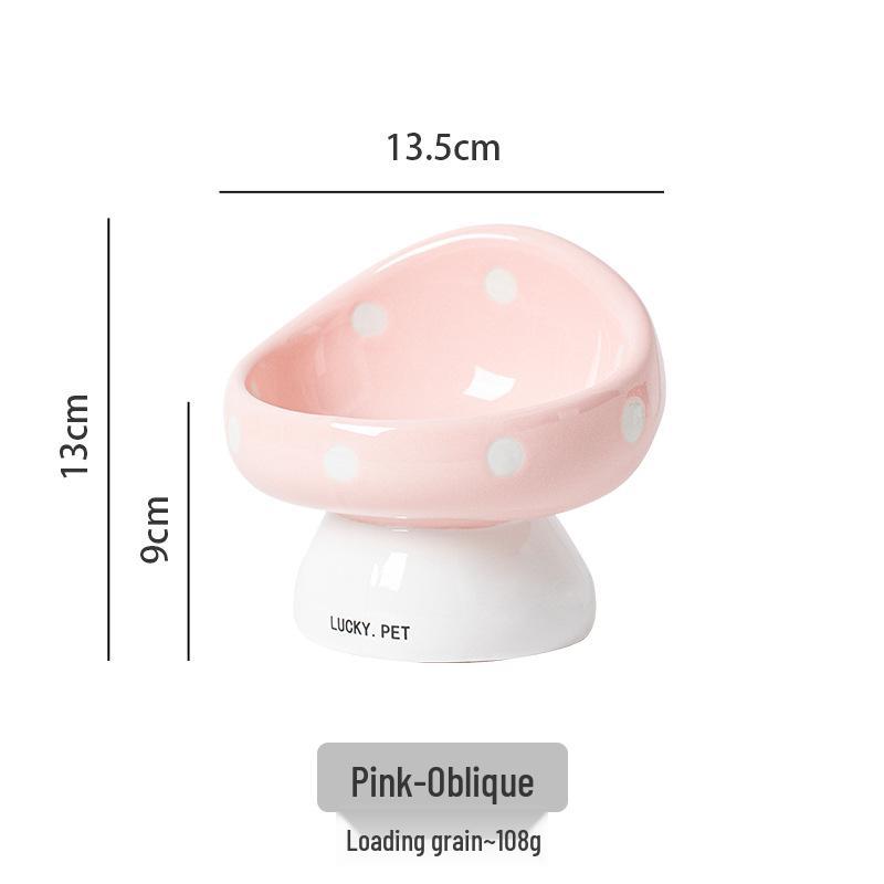 Ceramic Elevated Anti-Slip Pet Bowl for Cats and Dogs - Anti-Black Chin Design, Slanted for Neck Protection