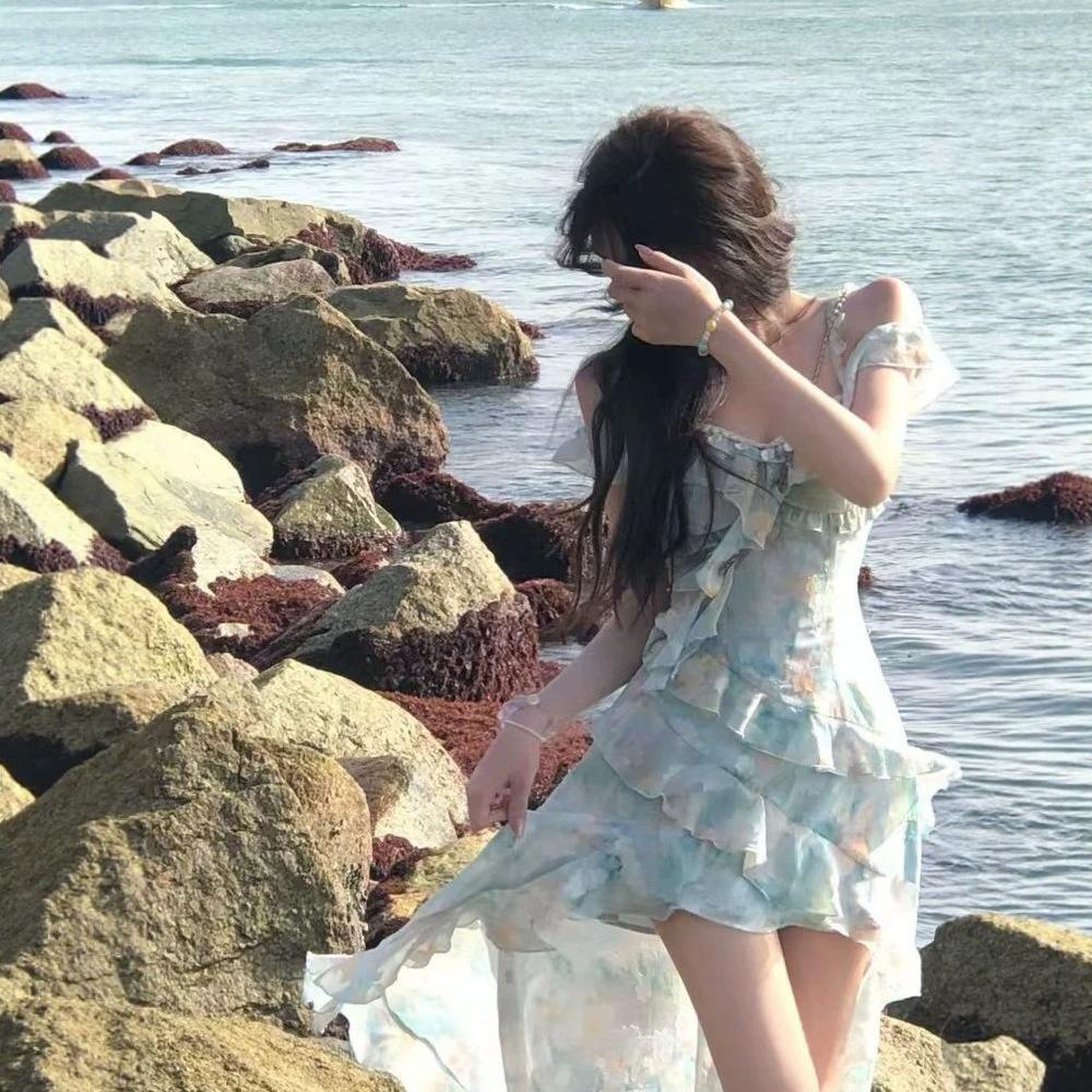 The sea of twilight, sweet in summer, small fresh floral show Spice girl dress women's summer new