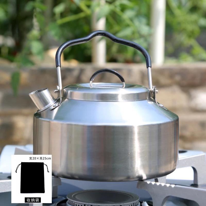 

Портативные самоходные походные чайники, чайник для пикника на открытом огне, чайники для кипячения на открытом воздухе, чайники для кипячения на открытом воздухе из нержавеющей стали 304 1L