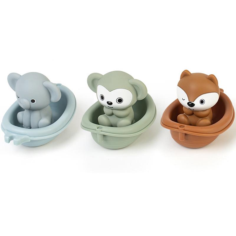 Sada hraček do koupele pro miminka Plovoucí lodičky pro kojence 18 měsíců a batolata 1-5 let Silikonová zvířátka maňásci na prsty Hračka do sprchy Hračka do vany