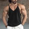 INCERUN Hauts à bretelles pour hommes Décontracté Col en V Sans manches Débardeurs Camisole unis