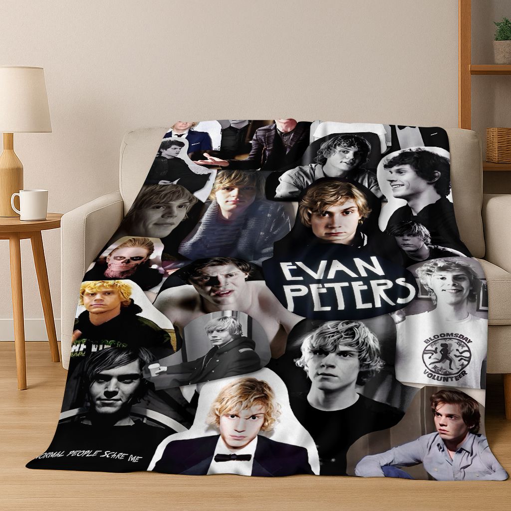 

26 Style Evan Peters Handsome Art Flannel Blanket,Cozy Soft Throw Blanket for Home Bedroom Bed Sofa Picnic Office Cover Gift Kid 75x90cm