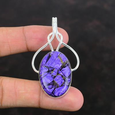 Kupfer Charoit Anhänger 925 Sterling Silber Anhänger Top Qualität Edelstein Anhänger Handgefertigt Boho Anhänger Geschenk für Sie Natürlicher Charoit Schmuck