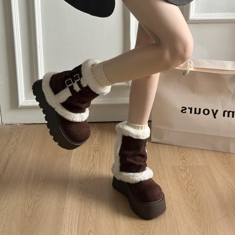Maillard retro thick-soled plush thickened pile snow boots women's winter new warm outer wear Mao Mao cotton shoes