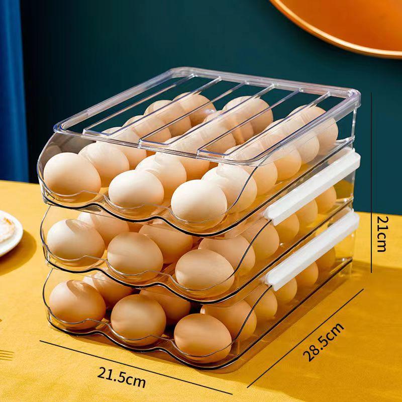 Transparent Automatic Rolling Egg Box Refrigerator Egg Dispenser Egg Rack Holder Basket Container Storage Organizer For Kitchen