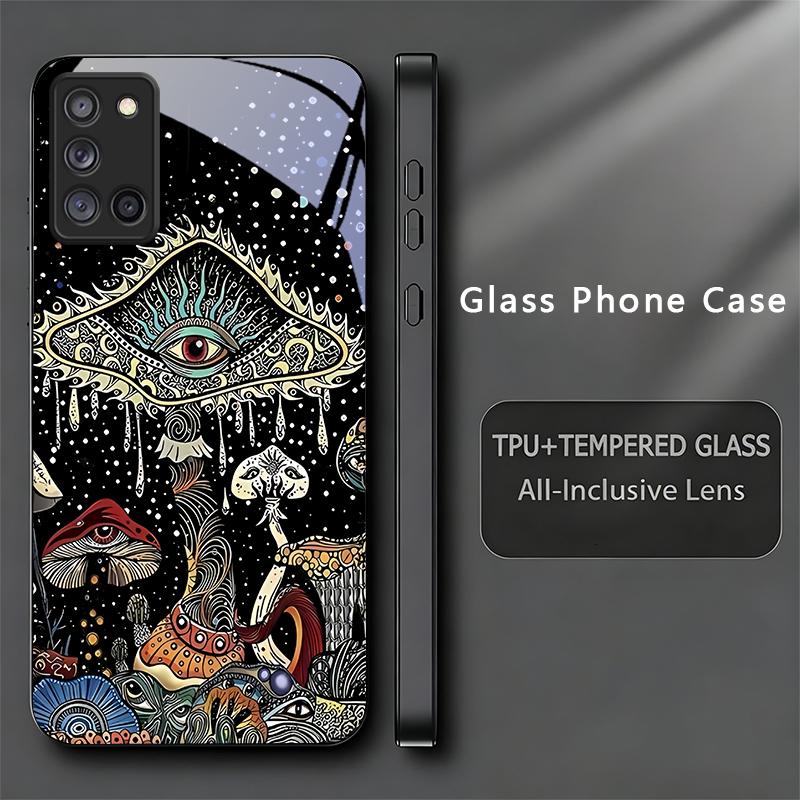 Magic Mushrooms Art Black Phone Case For Samsung A32 A33 A34 A35 A36 A37 A51 A52 A52s A53 A54 A55 A56 A57 A71 A72 73 Glass Cover