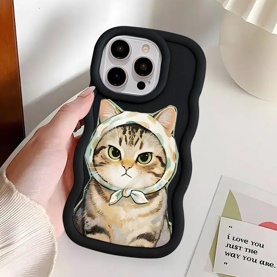 Soft Phone Cover Case for iPhone 16 Pro Max 8 12 13 17 Air 14 15 Plus XR 11 Cartoon Cat